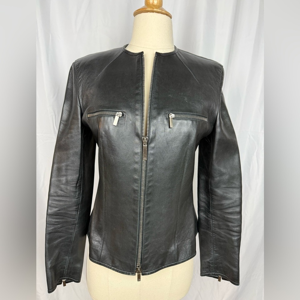 Vintage 1998 Tom Ford for Gucci Black Calfskin Leather Jacket IT 40